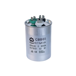 PS&W 45/7.5 uF 45+7.5 MFD 370V or 440V Dual Run Start Round A/C Capacitor CBB65 CBB65B Air Conditioner Capacitors for AC Unit Fan Motor Start or Heat Pump or Condenser Straight Cool