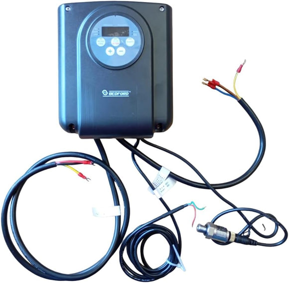 BEDFORD VFD FOR WATER PUMPS FOR CONSTANT PRESSURE SYSTEMS, UP TO 3 HP IN 3 PHASE AND UP TO 1.5 HP IN SINGLE-PHASE 220 VOLTS. SINGLE PHASE 220 VOLTS INPUT, 3 PH OR SINGLE PHASE OUTPUT 220V