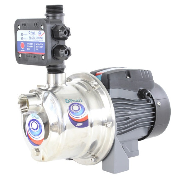 PEARL STAINLESS STEEL JET ELECTRIC WATER PUMP JSP - 1HP, 110/220V. With Pressure Controller Mini Press/Flow Press