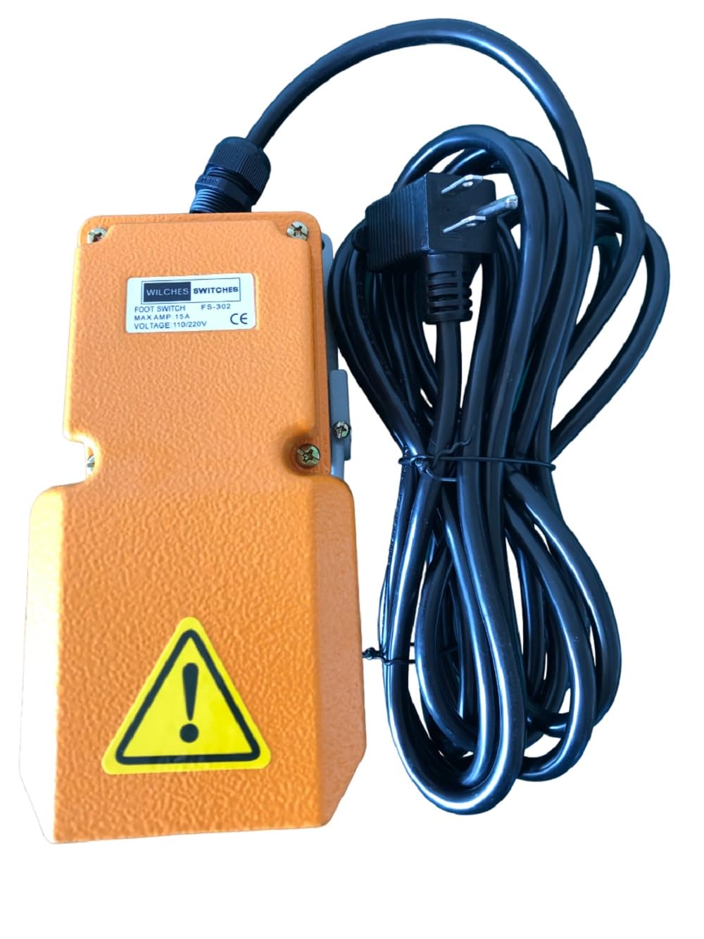 WILCHES SWITCHES/Heavy Duty Foot Switch SPDT NO NC AC 380V 15A Electric Pedal Momentary Foot Pedal Switch with Foot Guard Aluminum Case 16-ft Cable