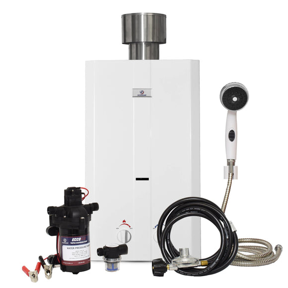 Eccotemp L10 Tankless Water Heater w/ EccoFlo, Strainer & Shower Set