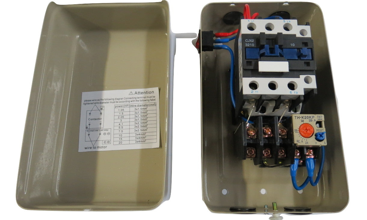 Magnetic Motor Starter - 1 Phase, 230V AC, 34 Amp, Rated For Up To 5 HP Electric Motors