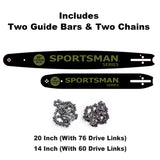 Sportsman Series 20 in. and 14 in. 52 cc Gas 2-Stroke Rear Handle Chainsaw Combo Kit